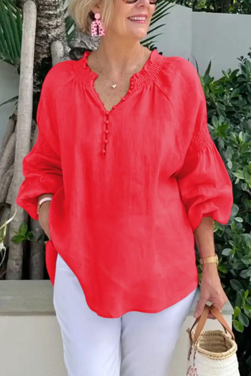 Blusa de Manga Larga con Cuello en V - Imagen 9