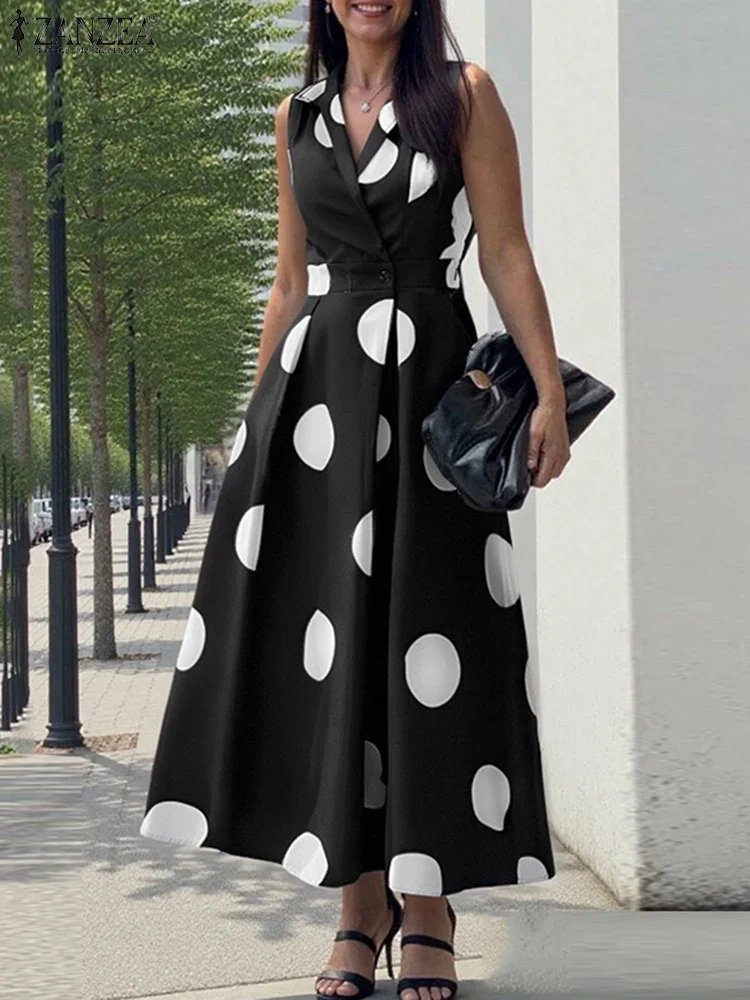 Vestido de Lunares con Cuello Solapa - Imagen 4