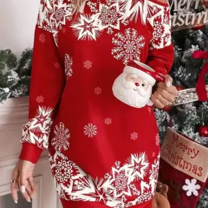 Vestido de Invierno con Estampado de Copos de Nieve