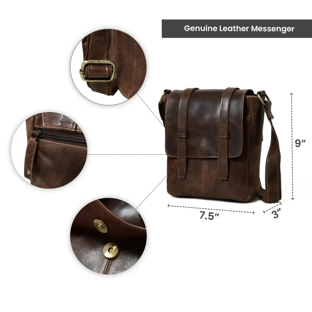 Side Leather Messenger Bag - Imagen 6