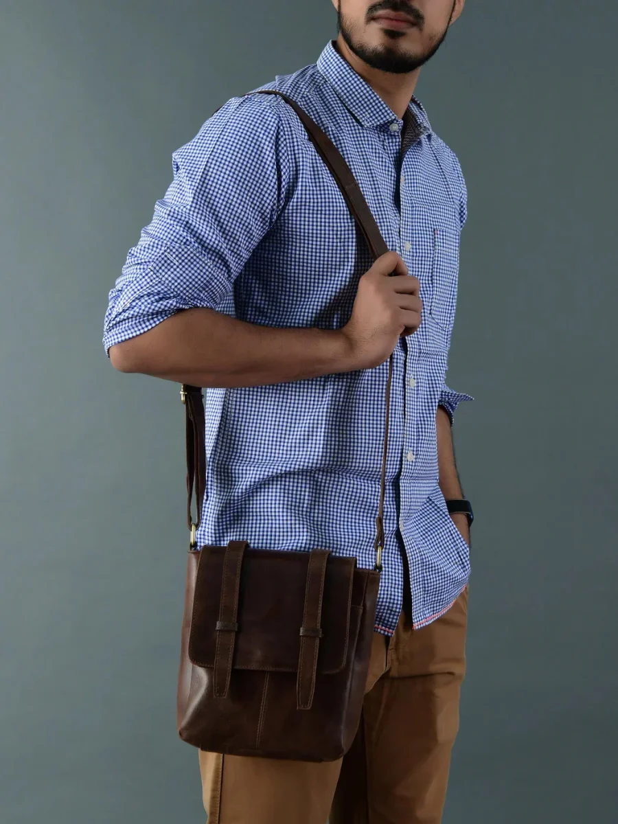Side Leather Messenger Bag - Imagen 5