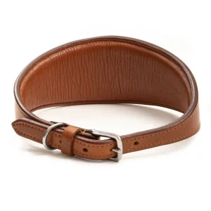 Oval Leather Dog Collar - Tan