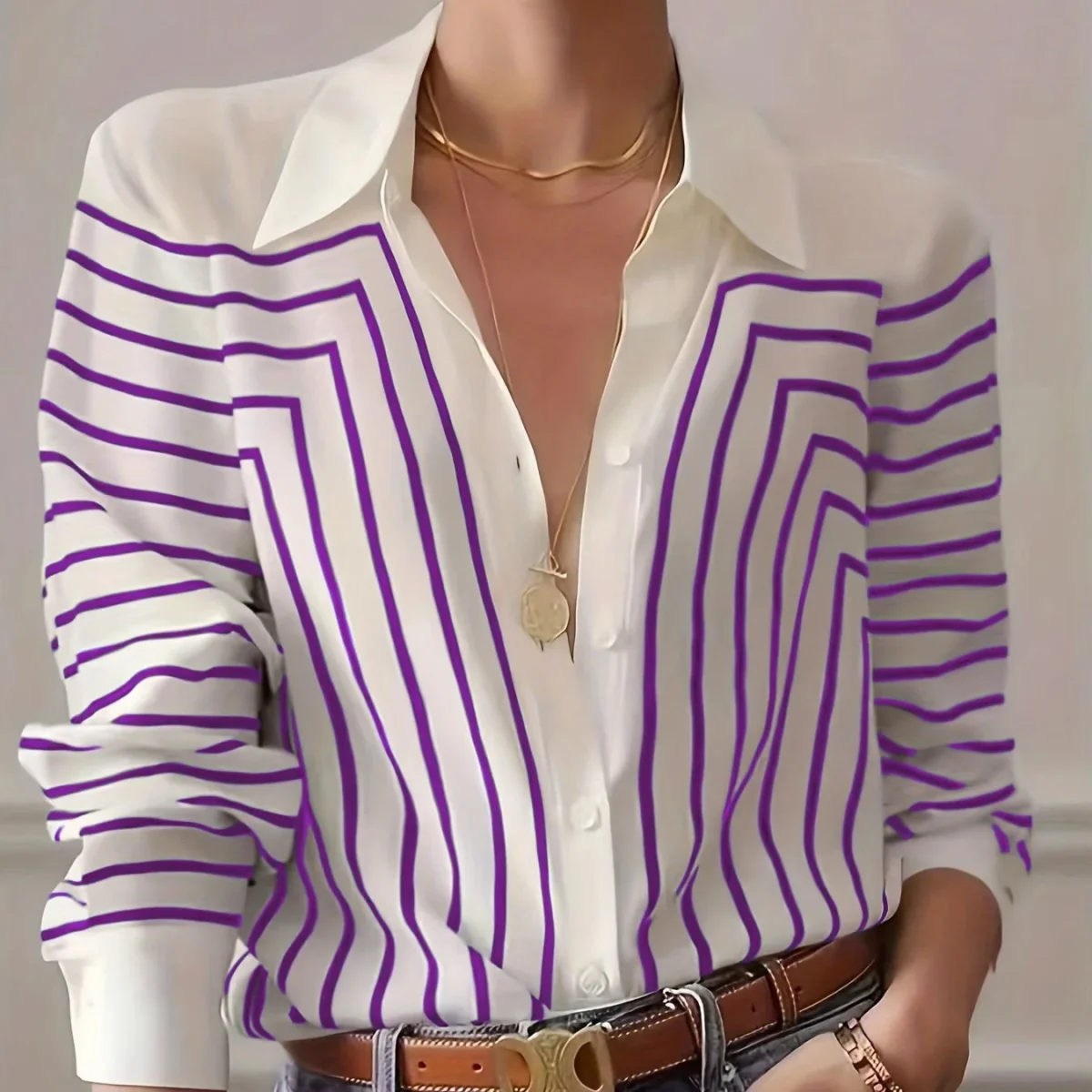 Camisa Elegante con Estampado de Rayas - Imagen 9