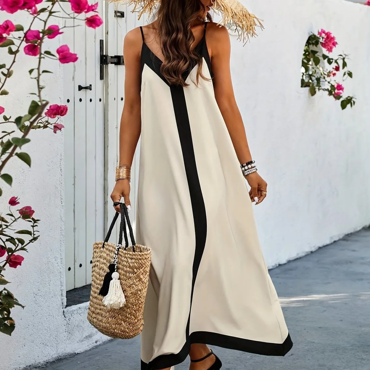 Vestido Casual de Tirantes Color Block - Imagen 7