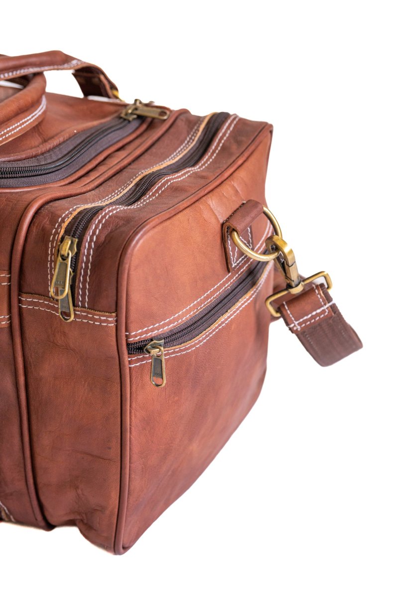 Vintage Leather Travel Duffle Bag - Imagen 6