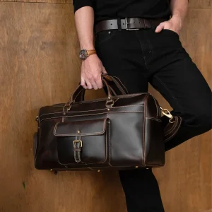 Full-Grain Distressed Leather Duffle Bag - Voyager Duffle
