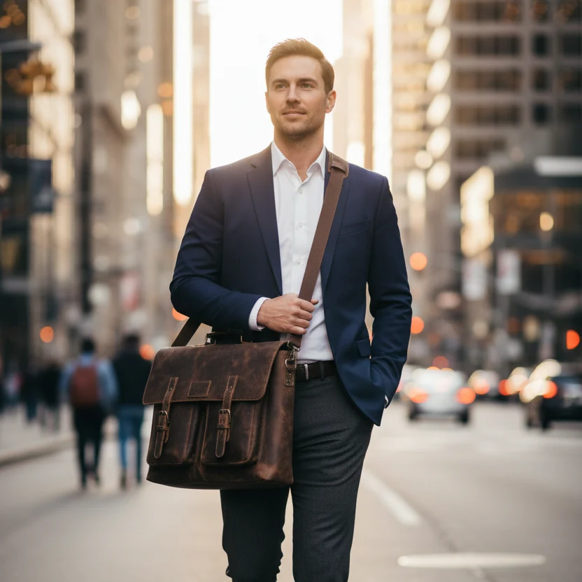 Full Grain Leather Briefcase - Imagen 5