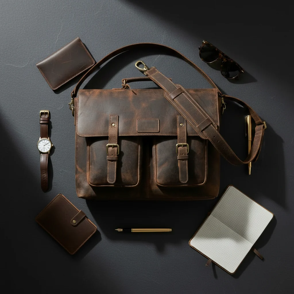 Full Grain Leather Briefcase - Imagen 4