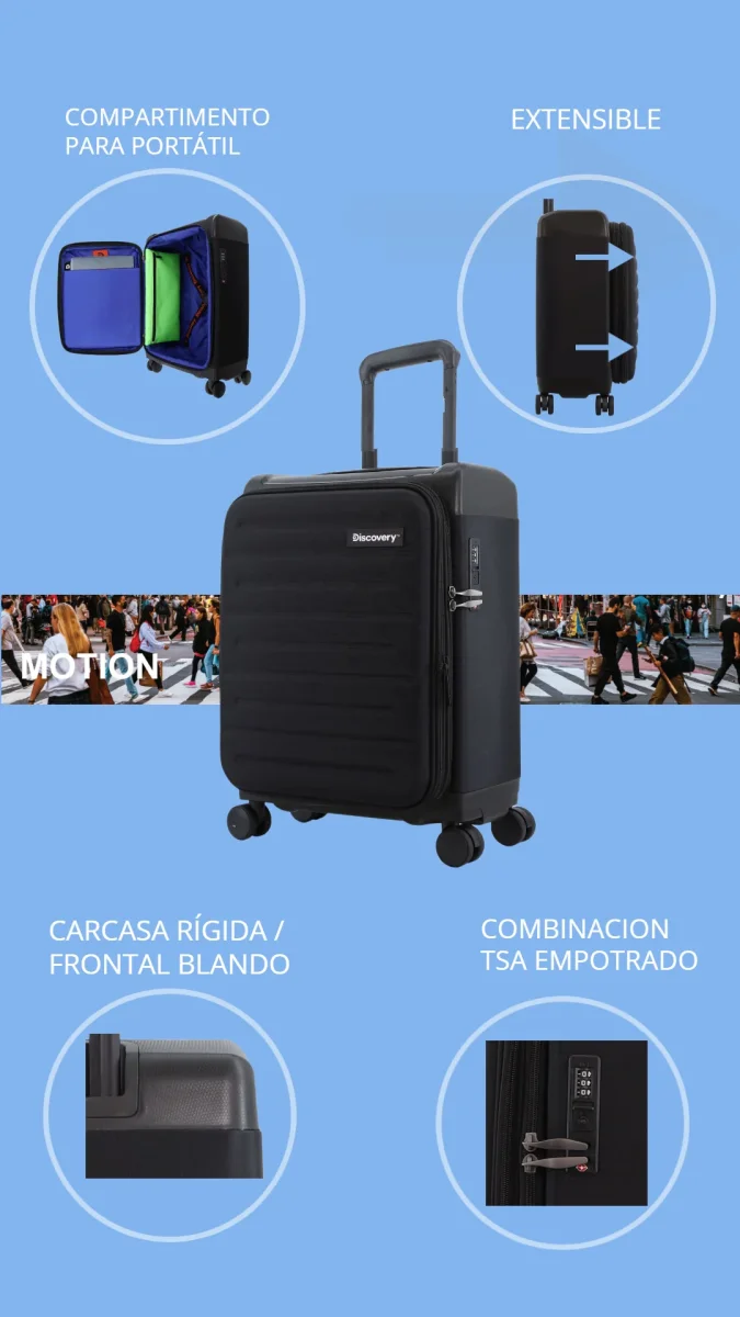 Maleta Cabina con Compartimento para Portátil Motion | 53x37x23 cm | 2,6 Kg | 45L - Imagen 5