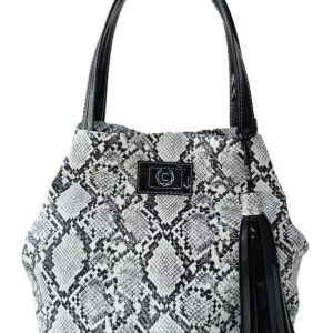 Cartera de Piel Piton Patente Negro Modelo RatNevnier1 - Ideal para Uso Diario y Salidas Casual