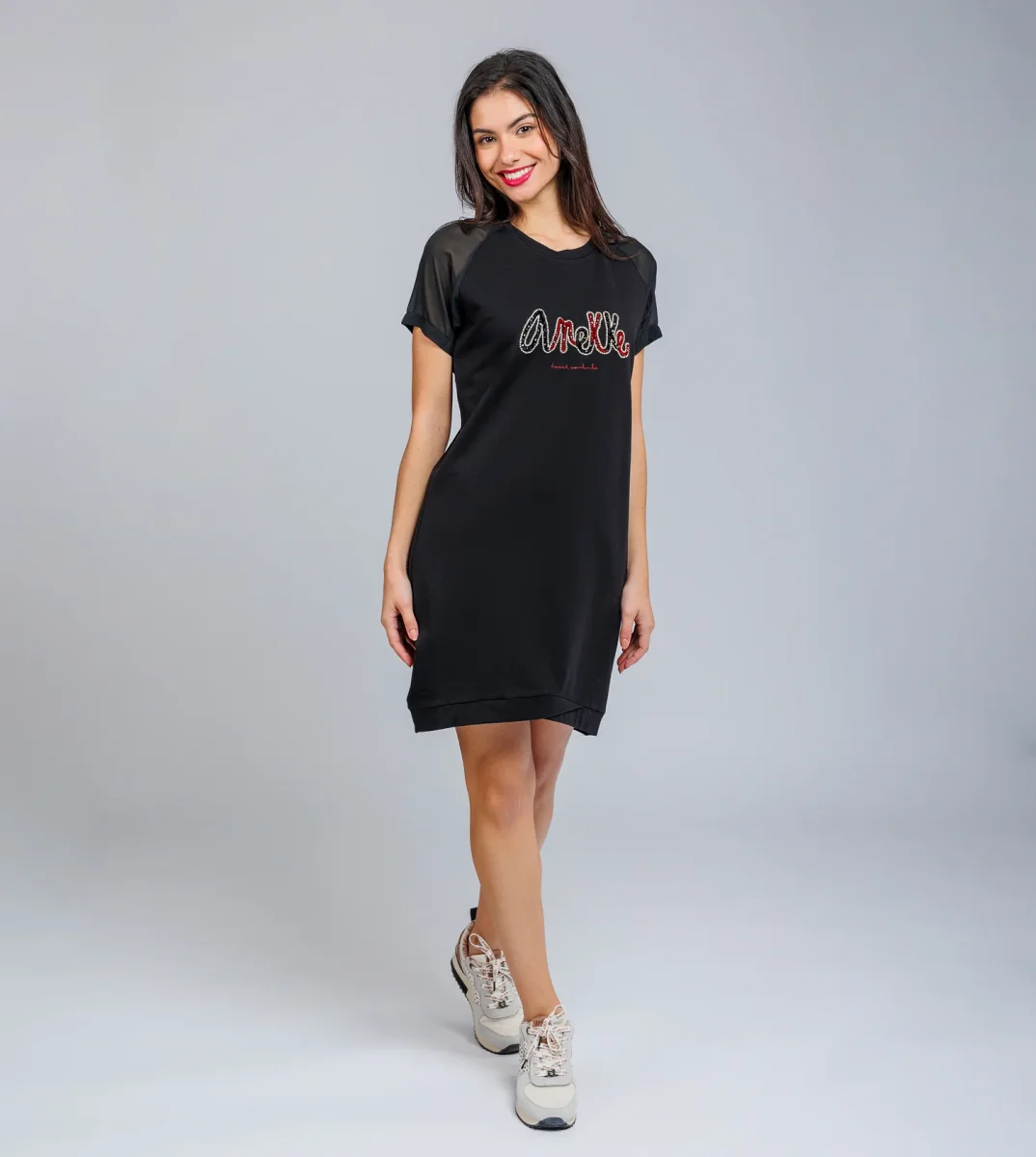 Vestido manga corta negro - Imagen 3