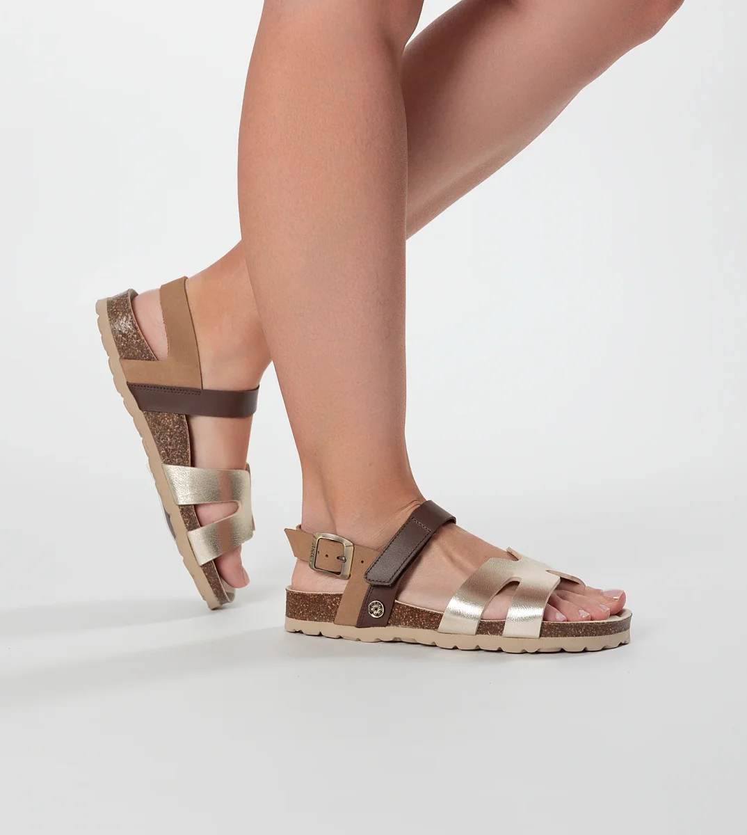 Sandalias oro y marrón - Imagen 5