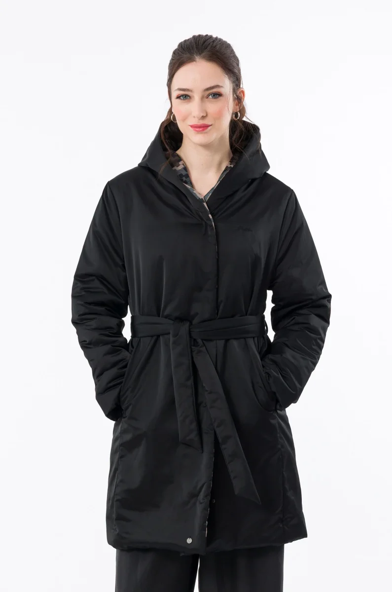 Abrigo reversible negro con capucha - Imagen 8