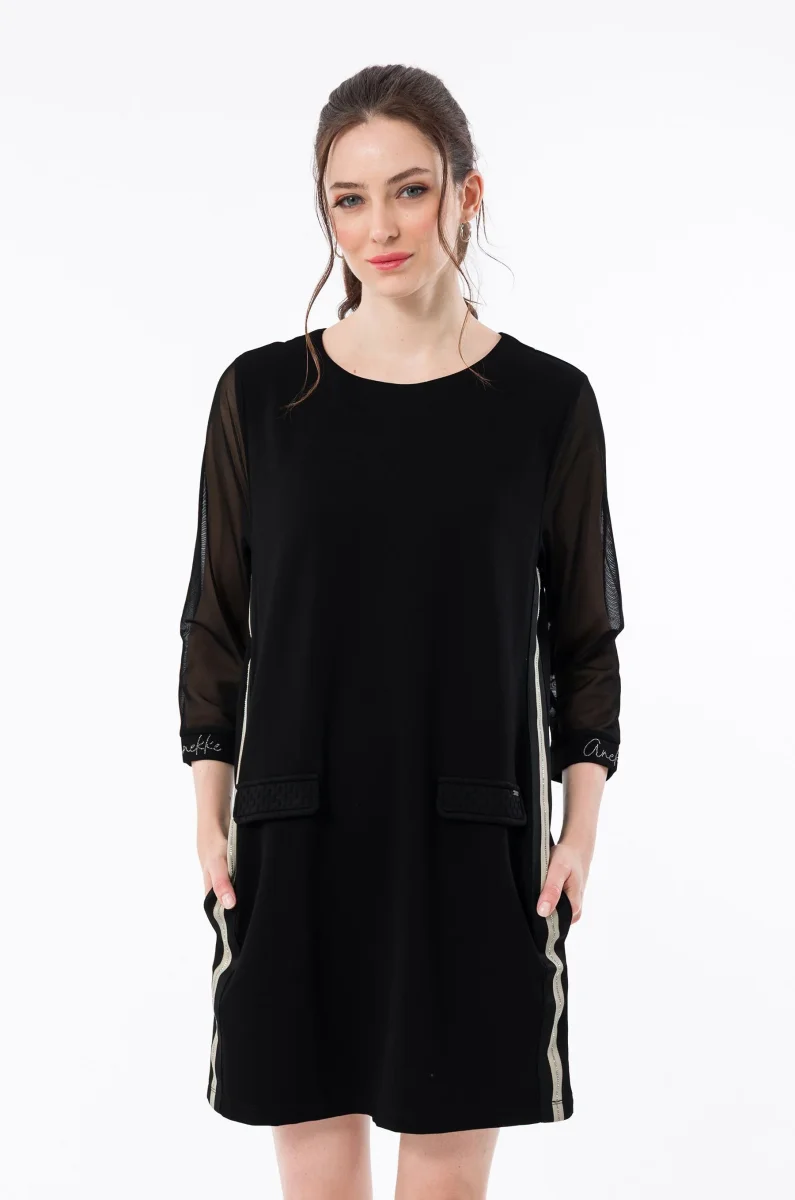 Vestido negro con detalles en contraste - Imagen 5